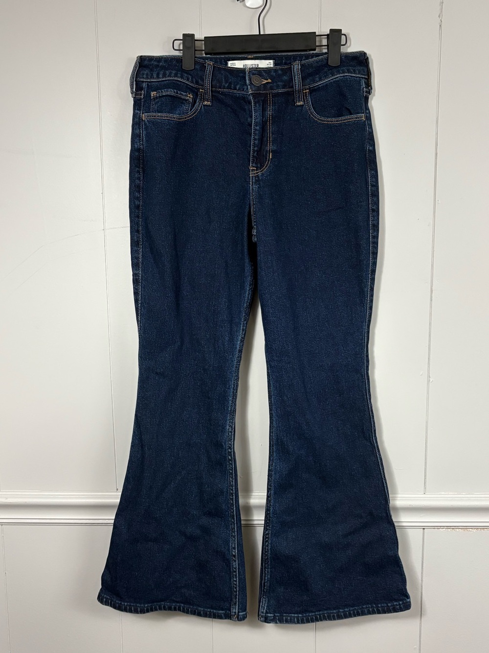 Hollister High-Rise Flare Short Dark Wash Denim Blue Jeans 8/29 Preppy Casual